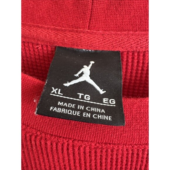 Air Jordan T-Shirt Men's Large Red Waffle Knit Long Sleeve Jumpman Logo Crew - Picture 2 of 6
